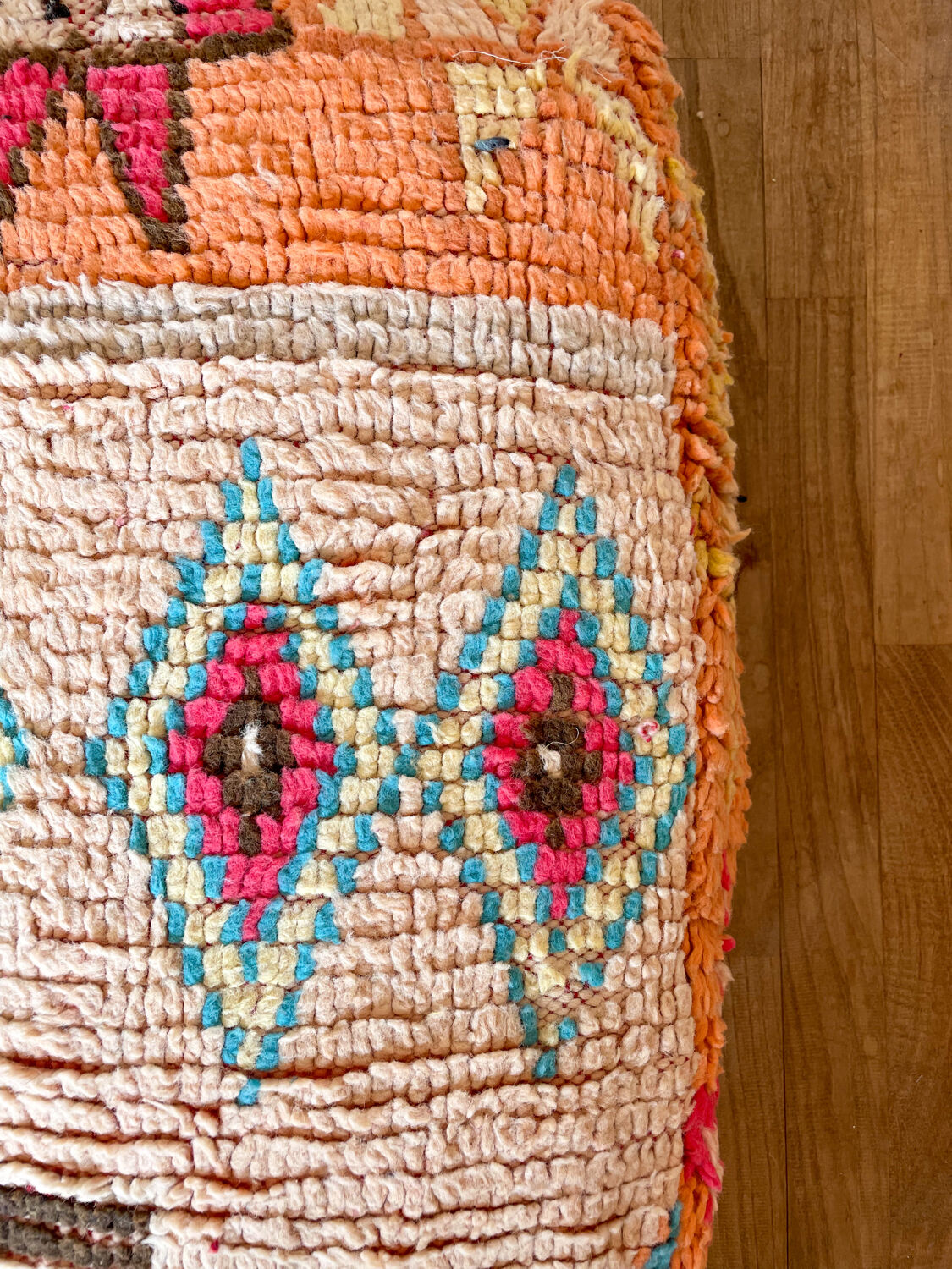 Moroccan Berber pouf orange and multicolored