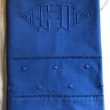 Drap ancien en lin et coton teinté en bleu Méditerranée