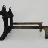 Pair of zoomorphic cast iron chimney pegs representing Isards. 50s