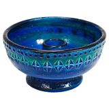 Mid-century candle holder Aldo Londi Bitossi Rimini Blue enamel, 1950s