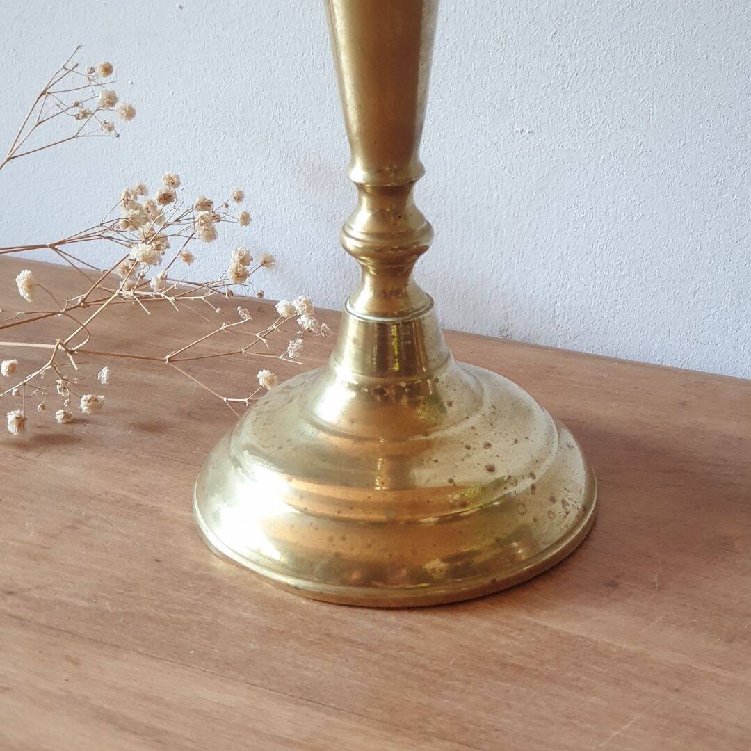 Large gilded brass candle holder
