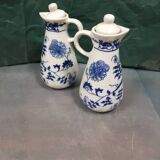 2 bottles faience 19th blue and white