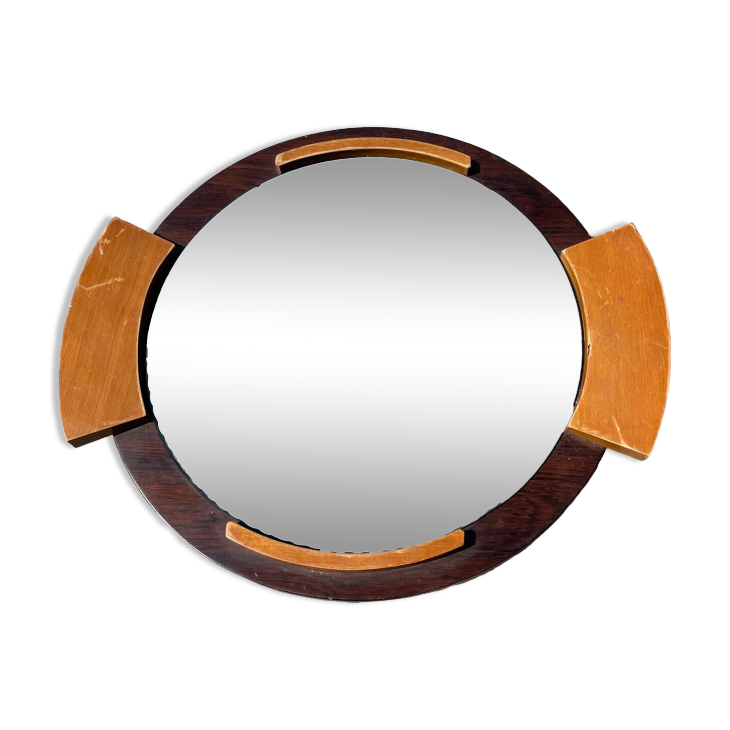 Art deco wood and mirror tray