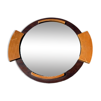 Art deco wood and mirror tray