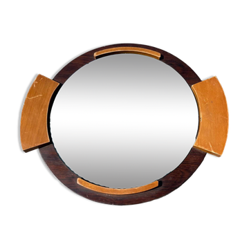 Plateau art déco bois et miroir