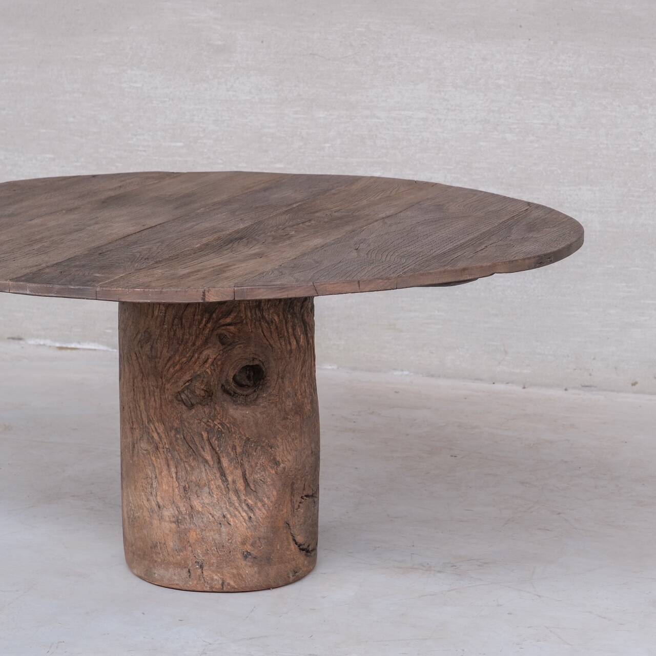 Primitive Wooden Circular Belgium Dining Table
