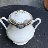 Sucrier et pot a lait, PP limoges france, porcelaine blanche art deco