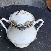 Sugar bowl and milk jug, PP Limoges France, white porcelain art deco
