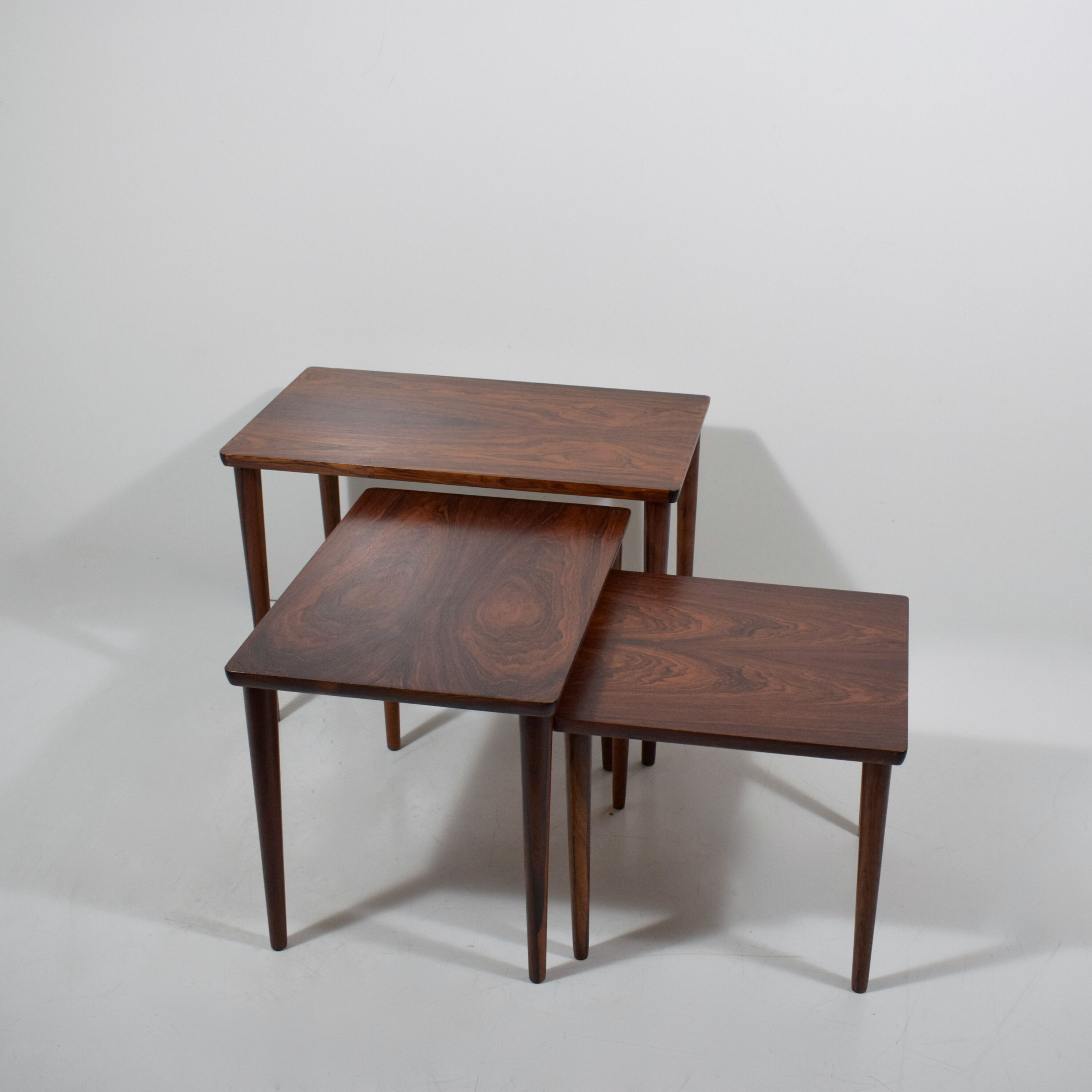Scandinavian gigognes tables in rio rosewood, vintage