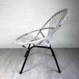 Fauteuil en rotin vintage années 60