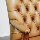 Cowhide Leather Chesterfield Dining / Side Chair in English Style