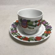 Series 6 cups old kaiser ceramic white + flowers vintage designs
