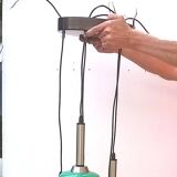 Suspension en verre de Murano vert et blanc de Vistosi Italie 1960