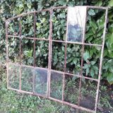 Industrial arched metal window L128xH114 19th century glass roof 2 leaves