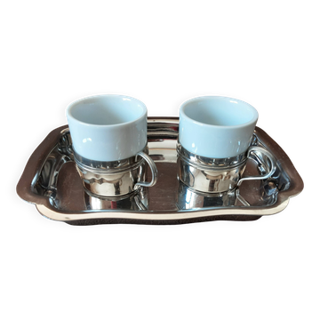 Metal egg cup set