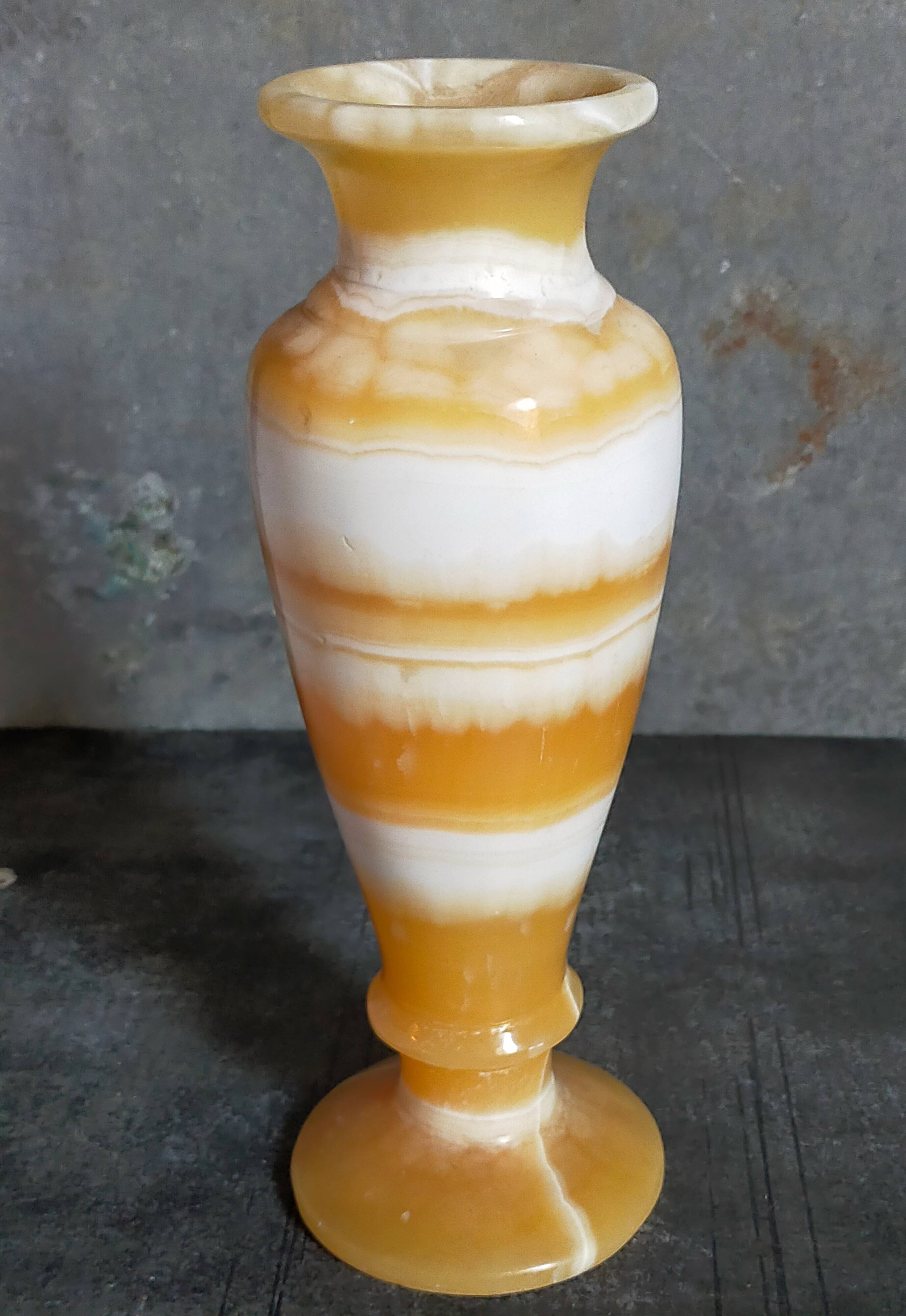 Baluster vase in real vintage honey onyx stone 25 cm