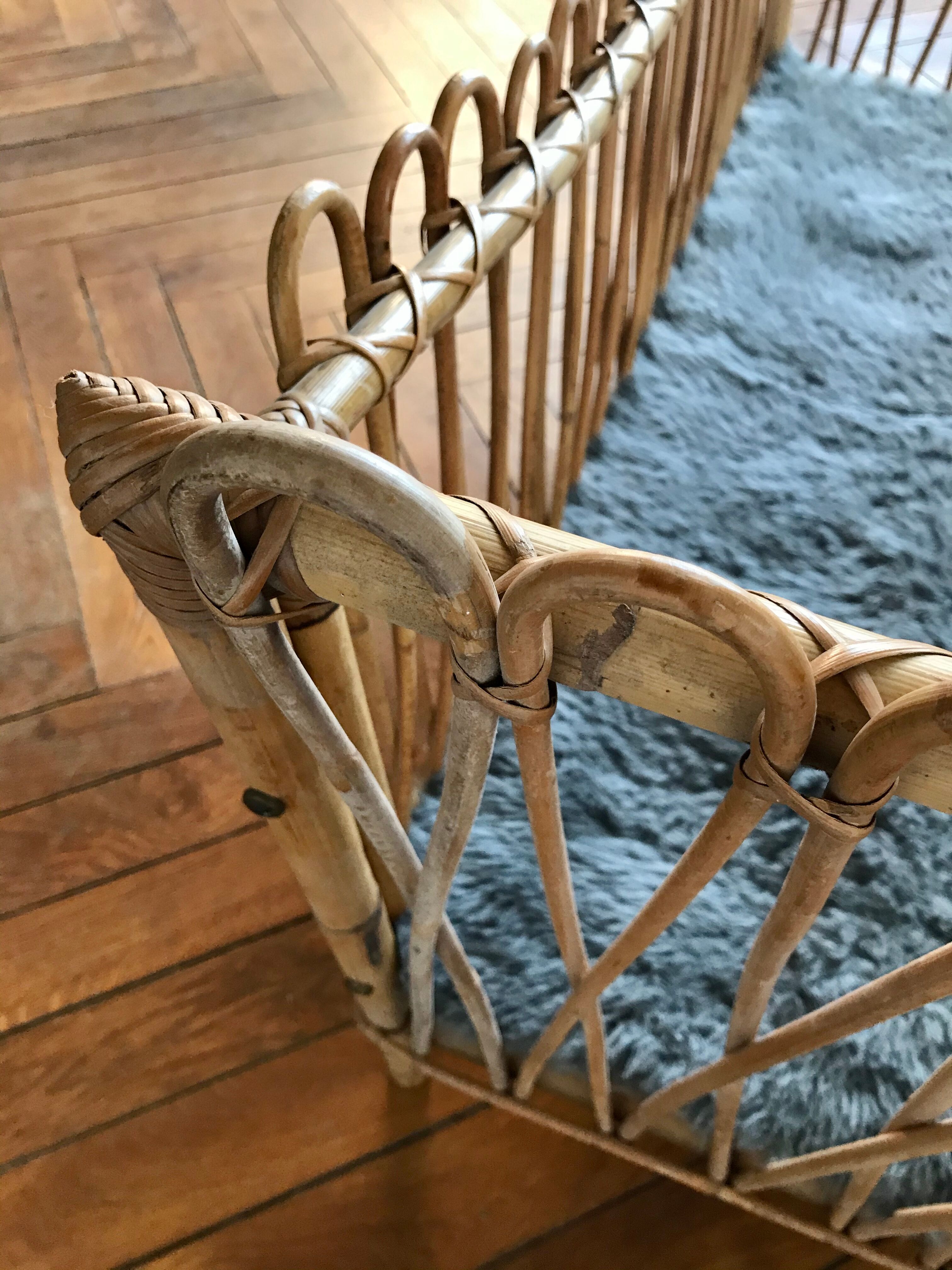 Rattan and bamboo child bed