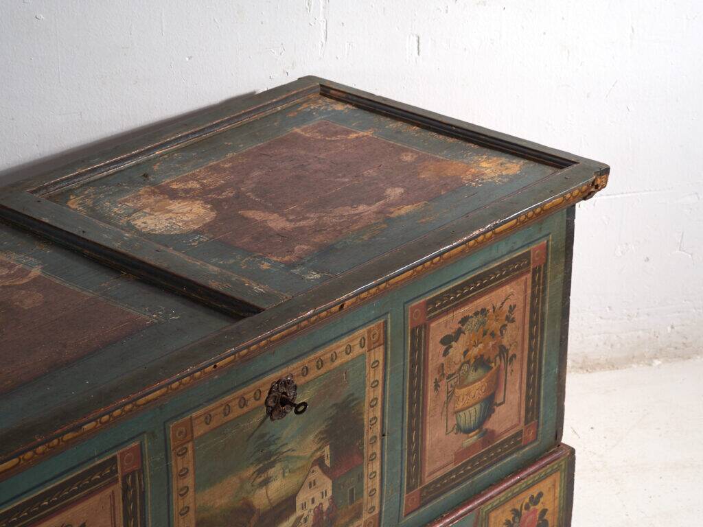 Antique wedding chest painted in pine – Austro-Hungarian Empire, 1841