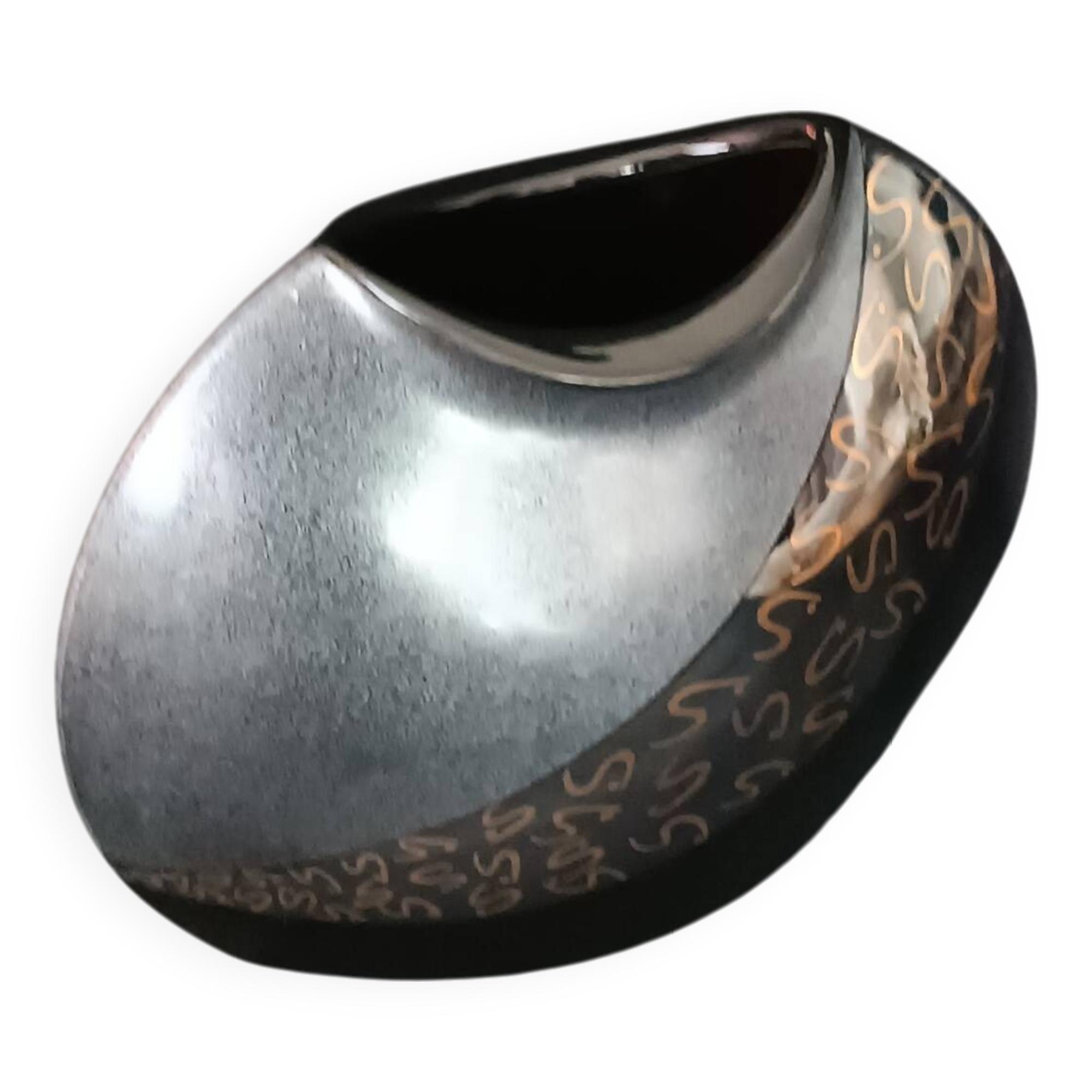 Steuler black ceramic geometric vase