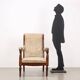 Antique Louis-Philippe armchair in walnut and fabric, Italy, 19th century