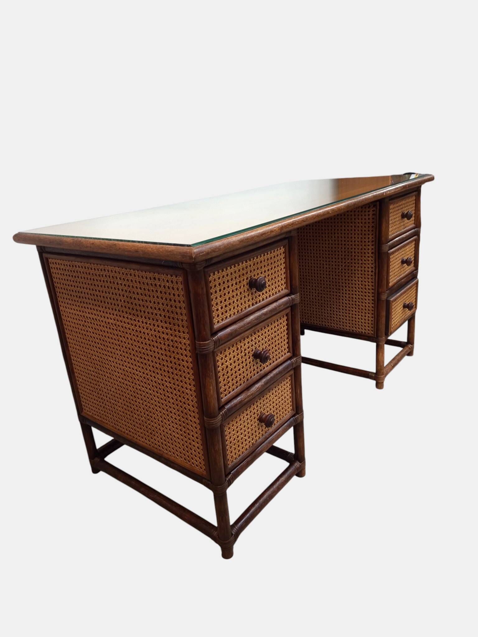 Vintage bamboo and cane desk