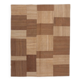 4x6 Checkered Pattern Brown Vintage Kilim Rug, 140x172Cm