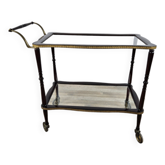 Rosewood bar trolley with brass profiles