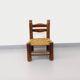 Vintage Charles Dudouyt Brutalist Low Chair in Wood and Straw