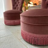 Paire de fauteuils en velours rose