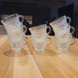 8 thick cut glass cups