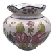 Round earthenware vase with polychrome floral motifs, signed