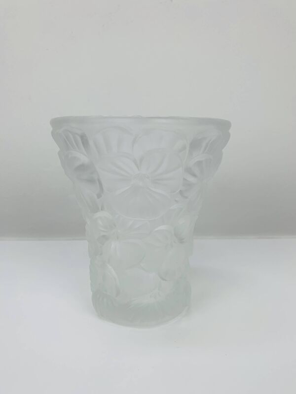Vase ''pensées'' par Josef Inwald, verre pressé moulé, art déco