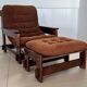 Scandinavian oak armchair and ottoman, 1960s