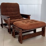 Scandinavian oak armchair and ottoman, 1960s