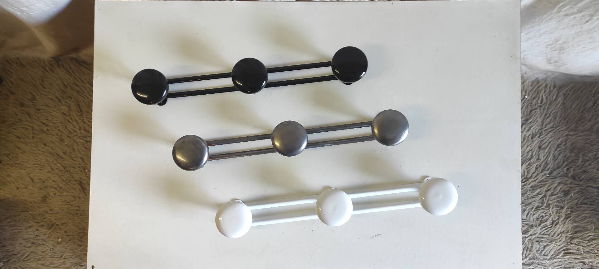 Metal coat racks with 3 hooks - mid 20th century