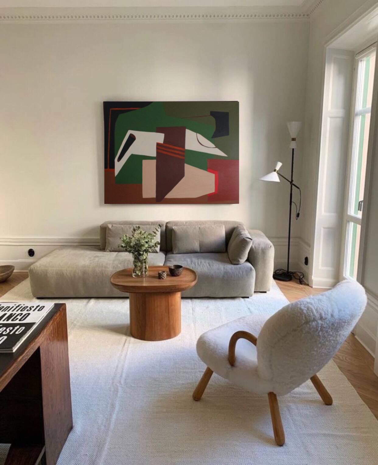 Abstract on geometric canvas 100x81cm by Bodasca