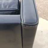 Vintage black leather scandinavian wingback chair Lulu Stouby