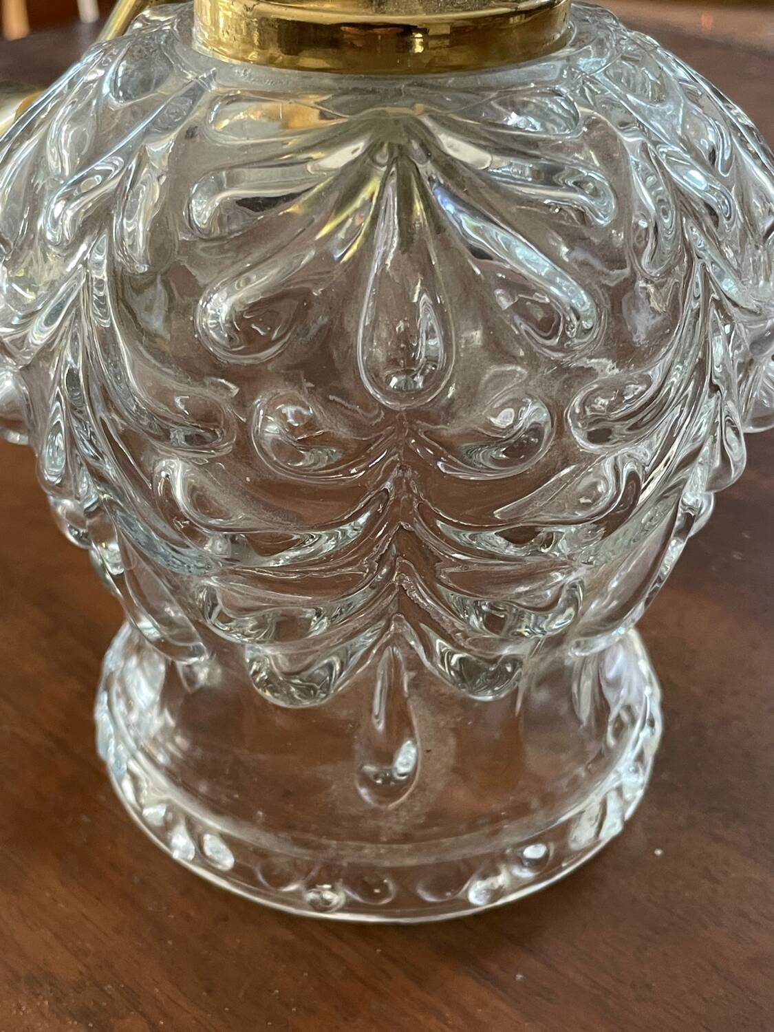 Vintage molded glass and gold metal pendant light