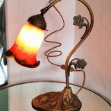 Art Nouveau tulip articulated lamp signed Art de France