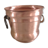 Cache pot old red brass brushed and sculpted brass handles
