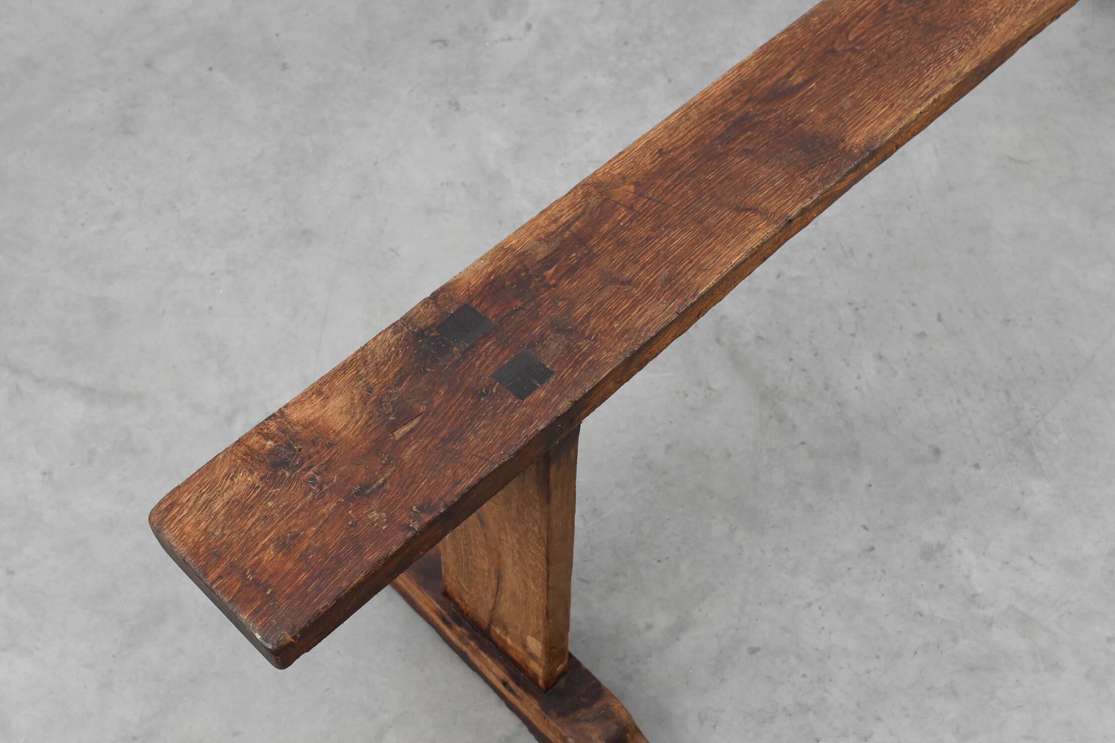 Rustic farmhouse bench in oak, France ca. 1820