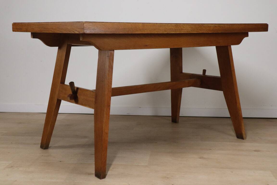 Oak dining table by René Gabriel, 1950