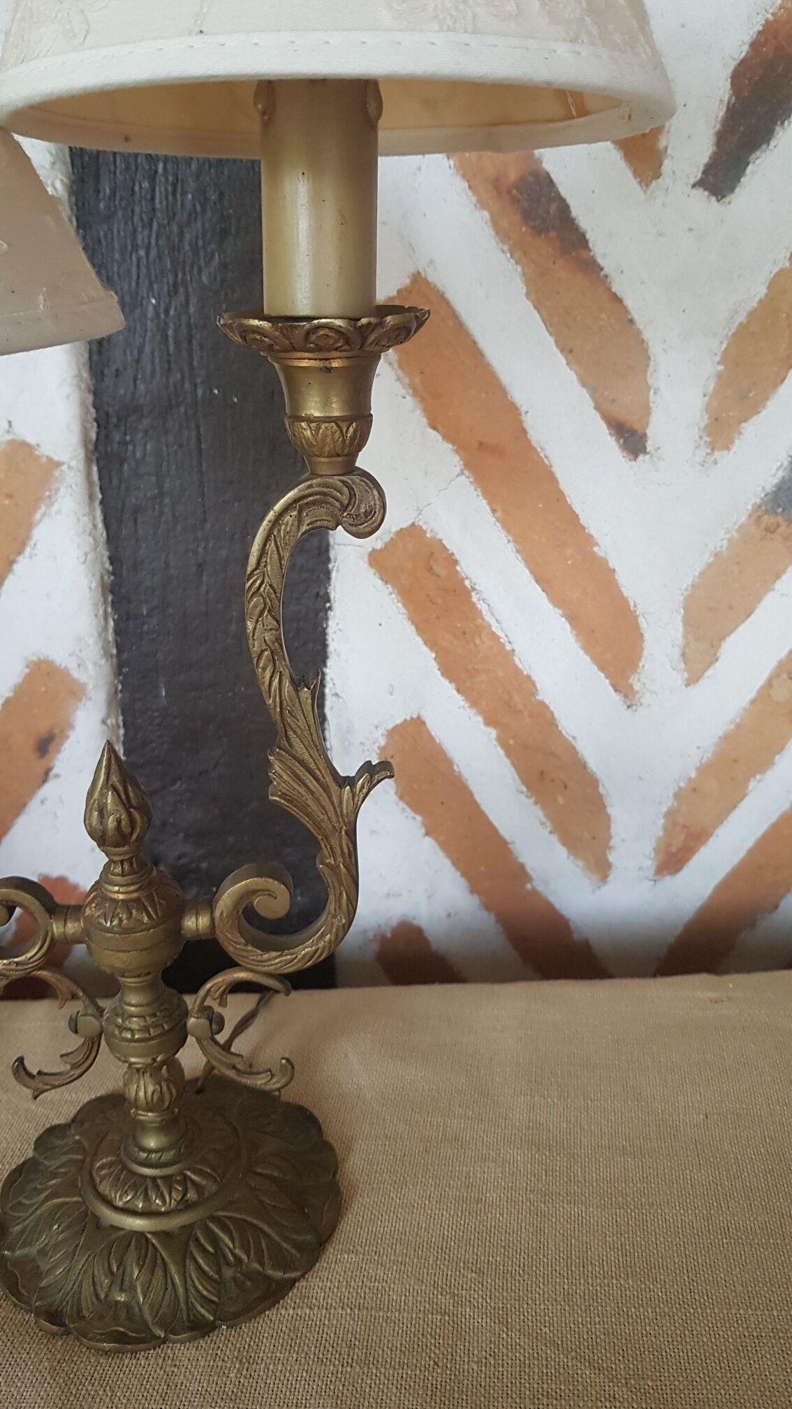 Candlestick lamp bronze double fire