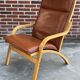 Vintage Danish armchair cognac leather by Stouby