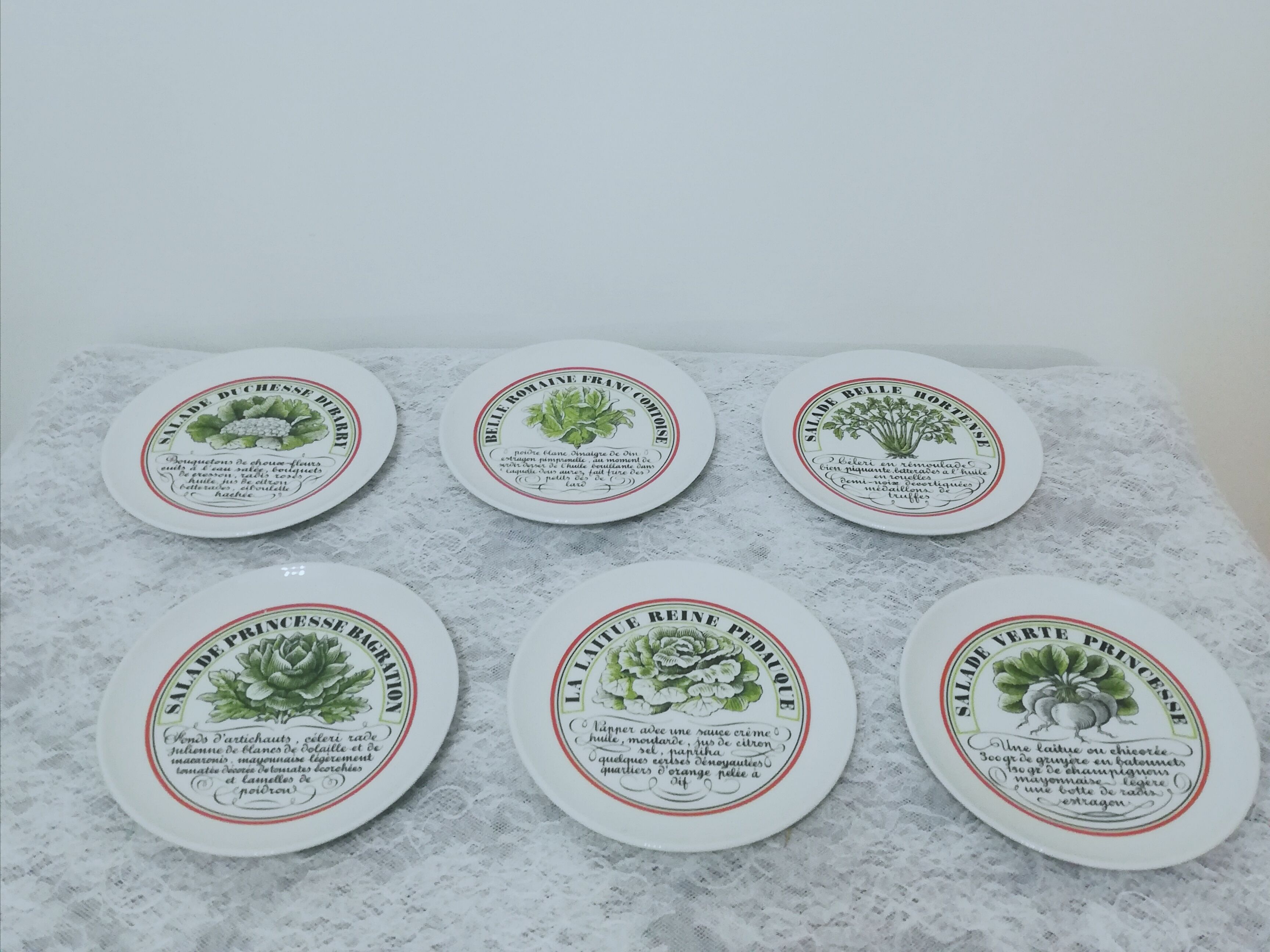 6 plates in auteuil porcelain signed Jacques Lobjoy