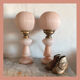 Pair of pink opaline lamps