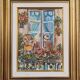 Mid-Century Modern Swedish "Balcony Garden" Vintage Oil Painting, Framed