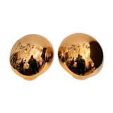 Pair of round hull wall light gold metal 1980