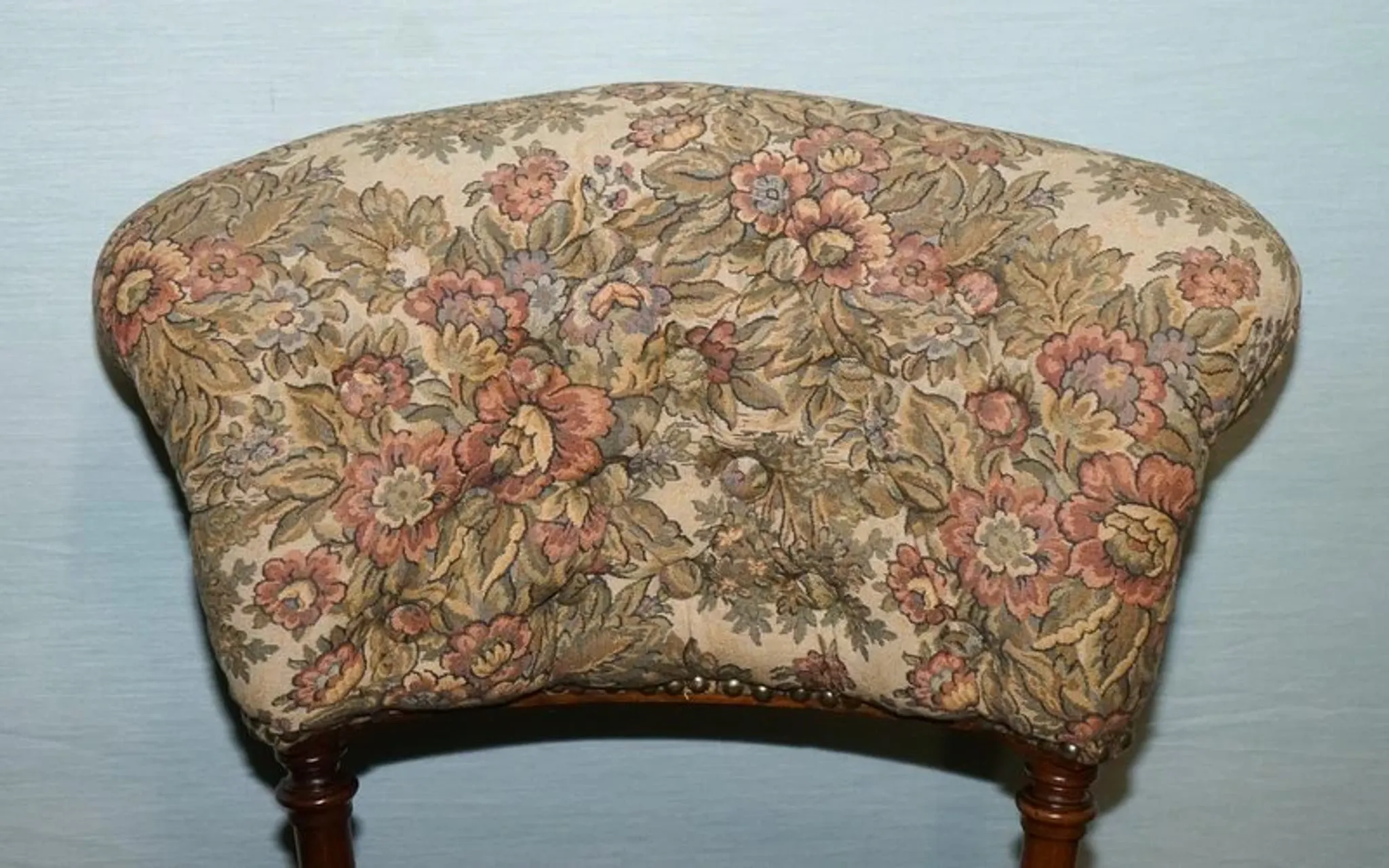 Antique Victorian Nursing Chair in Tapestry with Floral Decoration