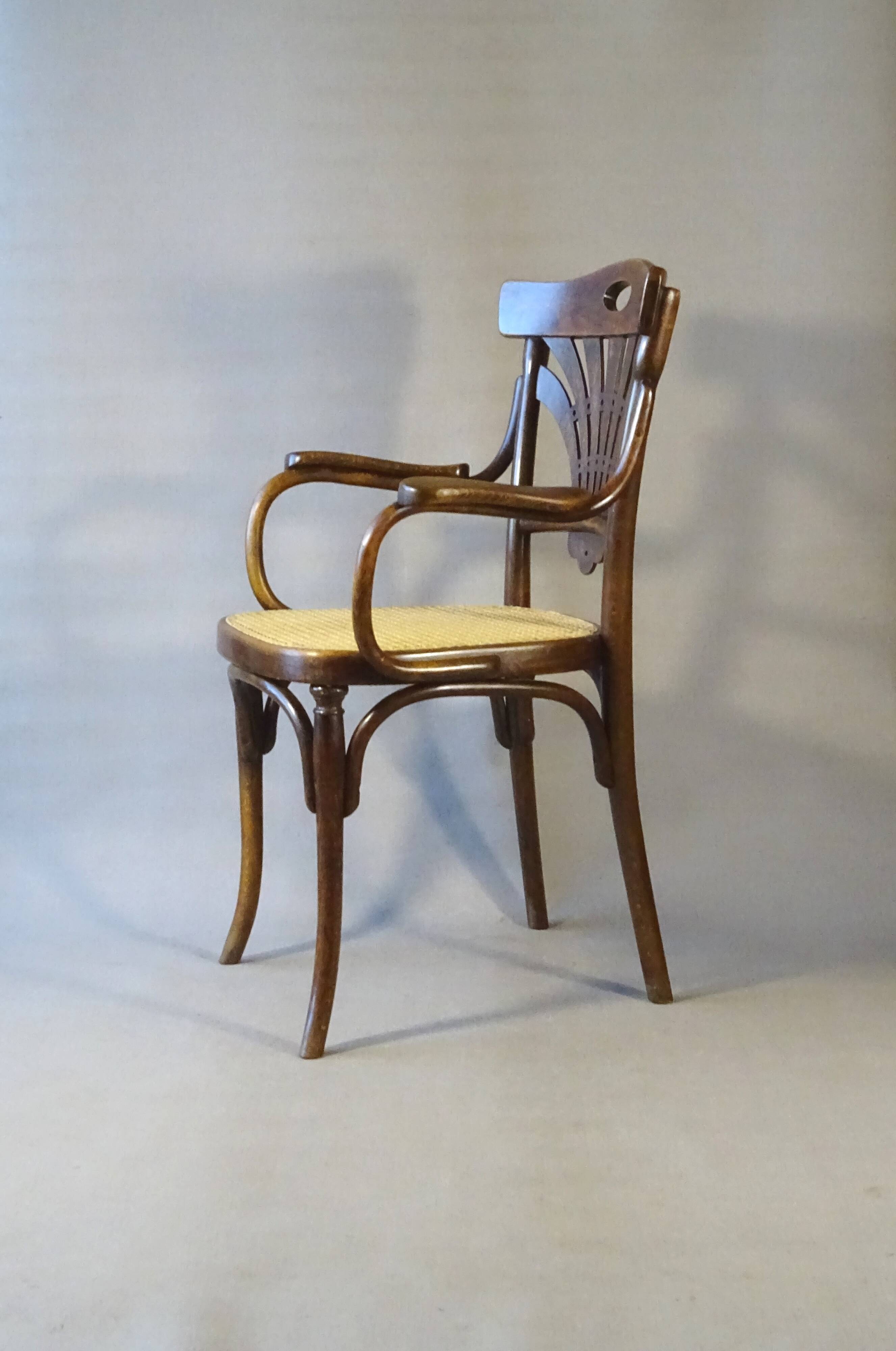 Thonet caned Art Nouveau armchair N°293, circa 1905 - bentwood -